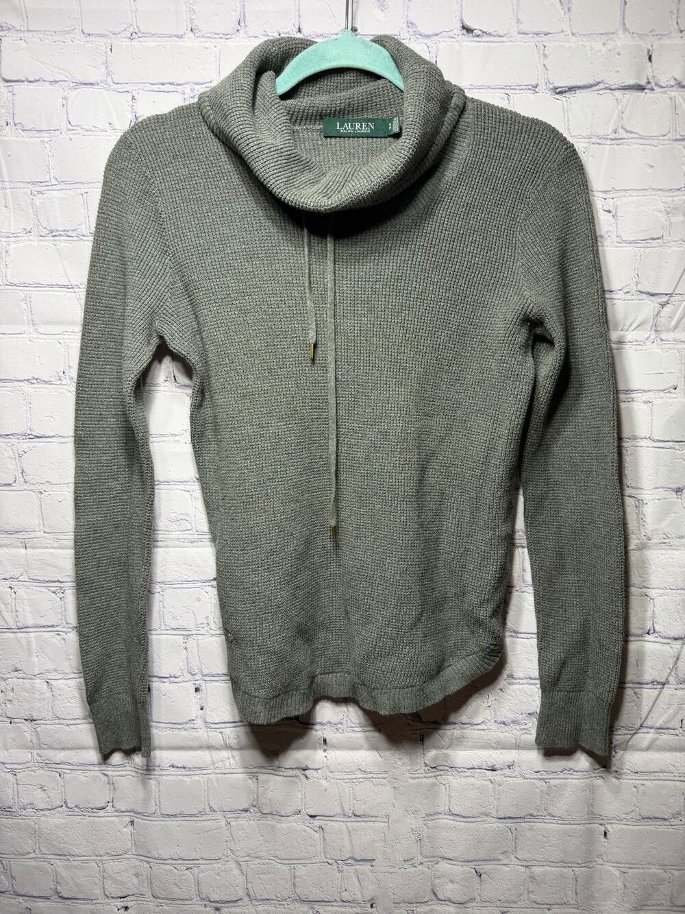 Lauren Ralph Lauren Womens Waffle Knit Cowl Neck Sweater Pullover Sz SP
